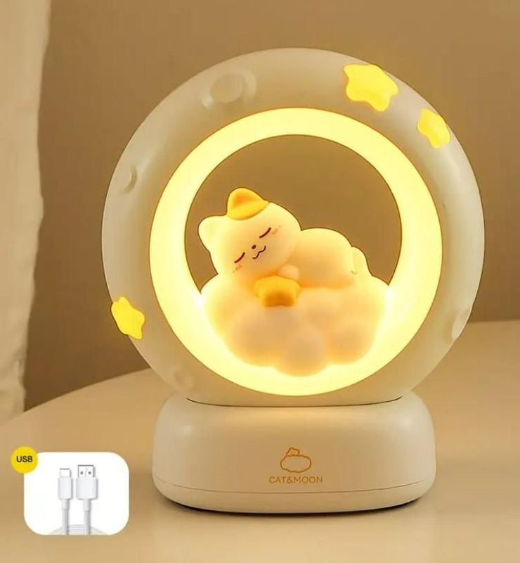 Adorable Sleeping Cat Night Light β Barato Cart Touch-Control LED Lamp for Cozy Vibes!