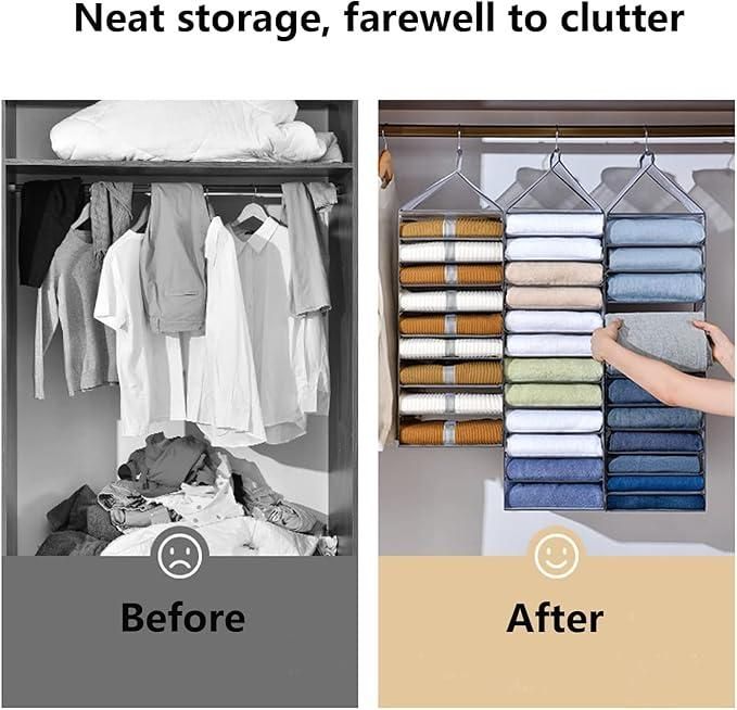 Hanging Closet Foldable Organizer – 6-Slot Space-Saving Wardrobe Storage Rack
