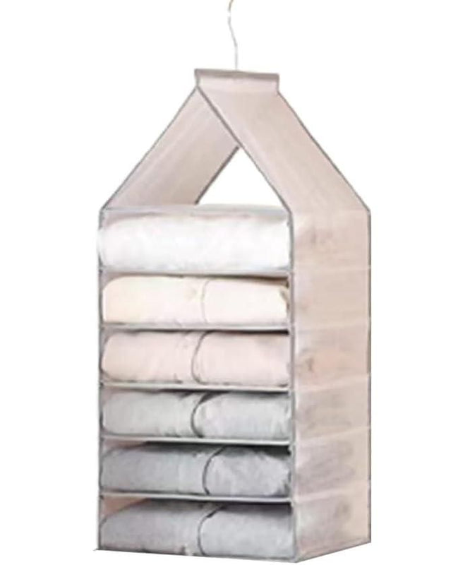 Hanging Closet Foldable Organizer – 6-Slot Space-Saving Wardrobe Storage Rack