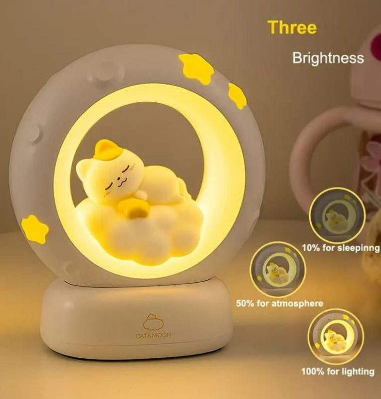 Adorable Sleeping Cat Night Light β Barato Cart Touch-Control LED Lamp for Cozy Vibes!