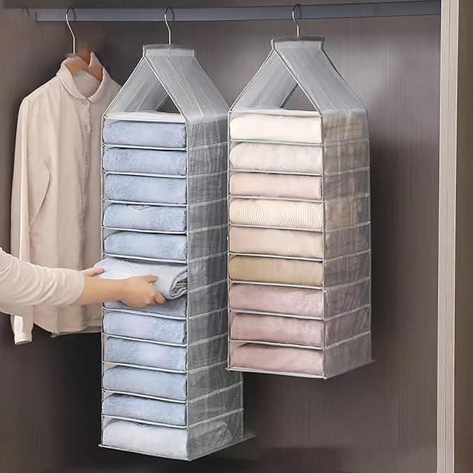 Hanging Closet Foldable Organizer – 6-Slot Space-Saving Wardrobe Storage Rack