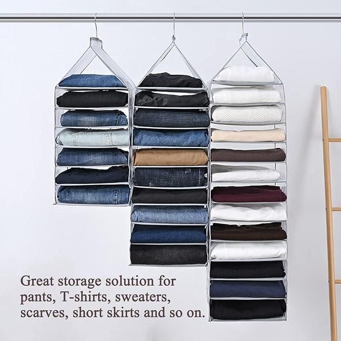 Hanging Closet Foldable Organizer – 6-Slot Space-Saving Wardrobe Storage Rack